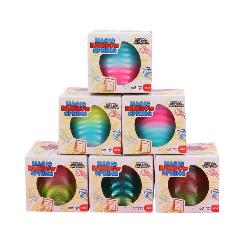 Medium Boxed Rainbow Stacking Rings (6.5*6CM) - Popular Children's Spring Rings Toy