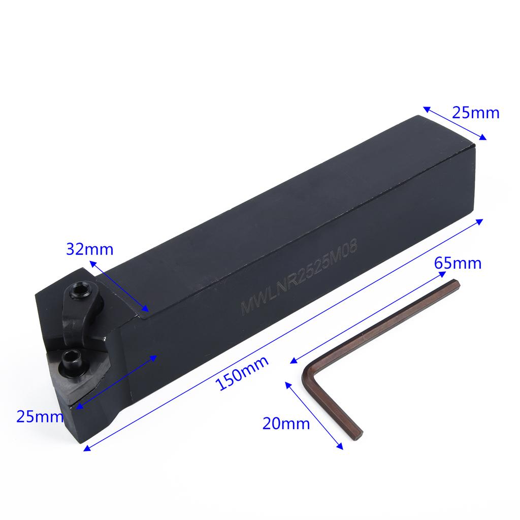 Blade Lathe Turning +10pcs 25mm Carbide Gold Inserts Kit Stainless Steel WNMG080404 Wrench MWLNR2525M08 Part Accs