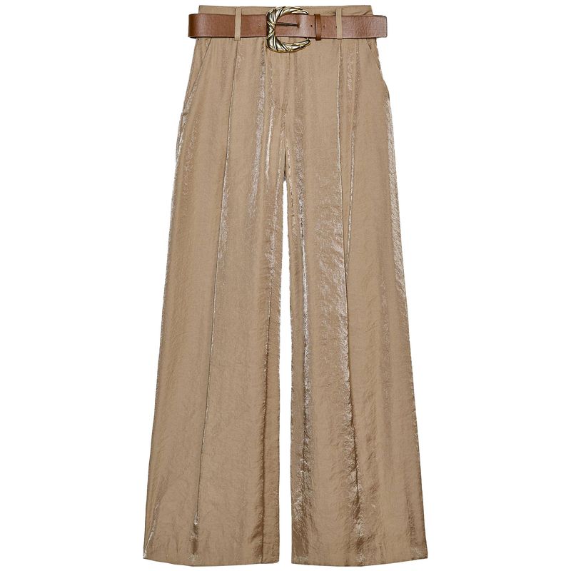Zaprha 2025 New Arrival Fashion Loose and Idle with Belt Silk Satin Wide Leg Casual Pants for Women 3533556