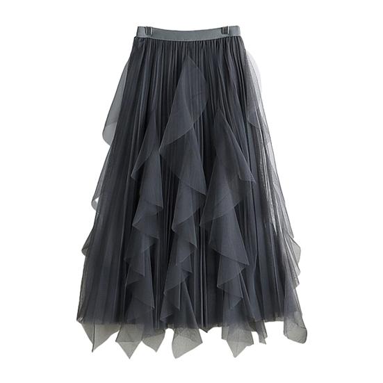 

Тюлевая юбка для женщин Эластичная Высокая талия А-силуэт Длинная Туту Сказочная юбка Легкая Многослойная Ярусная Макси-юбка сірий