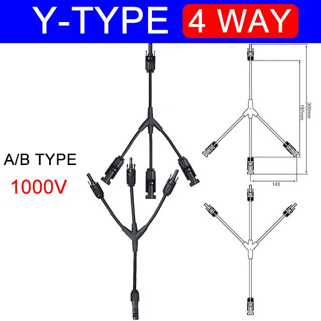 1/5/20/100 Sets Photovoltaic Solar Connector 1000V 30A Male Female 3-Way 4-Way 5-Way Plug DC PV Y Type 1 To 2/3/4 Adapter