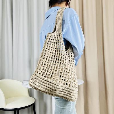 Yogodlns Damen Mädchen Gestrickte Umhängetaschen Retro Hohl Gewebt Große Kapazität Shopper Handtaschen Lässige Strand Häkeltasche