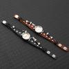Vintage Leather Mens Wristwatch Punk Style Quartz Watch With Pull-Through Buckle Black Brown
