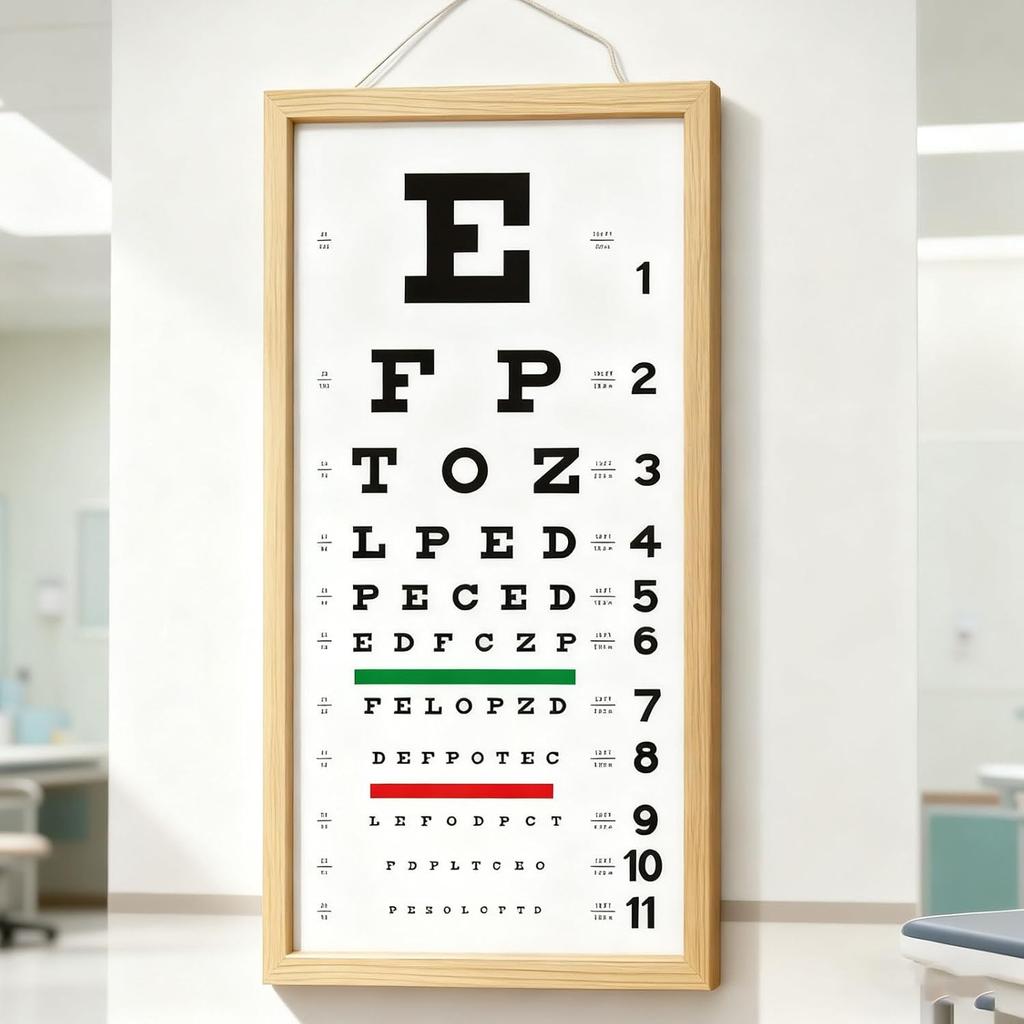 3-teiliges Set 20-Fuß Holzrahmen Sichtprüfkarte Weiß inklusive Zeigestange und Augenmaskenplatte
