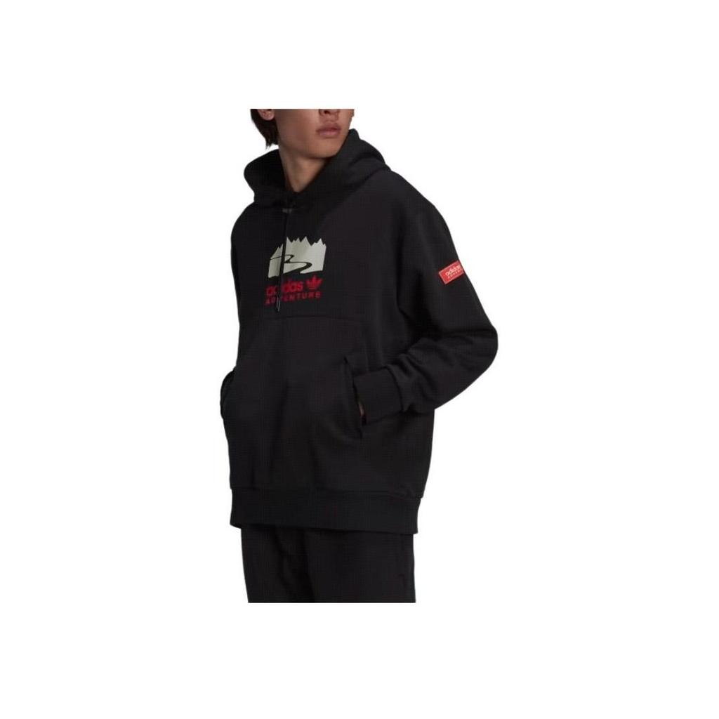 adidas Originals Adventure Logo Men's Loose Pullover Hoodie Black H09060
