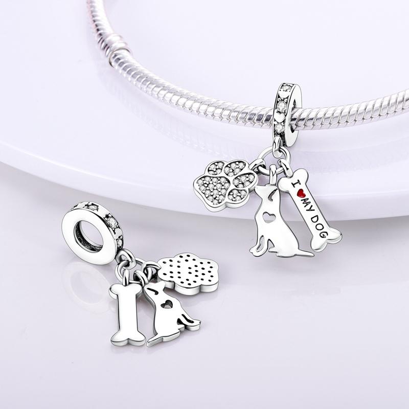 New Copper Charm Beads Dog Cat Pets Pendant Fit Original Bracelet Necklace Diy Charm Jewelry Making