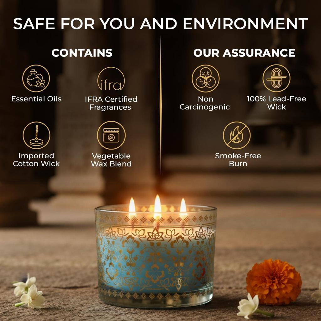 EKAM 2025–26 Festive Fragrance Gift| Scented 3 Wick Candle| Mogra
