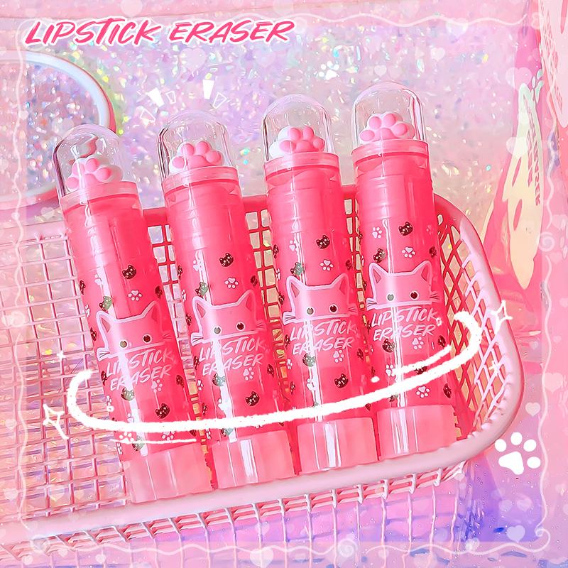 Kawaii Stationery items Aesthetic stationery supplies back to school acsesories Lipstick Eraser drawing rubber cute things