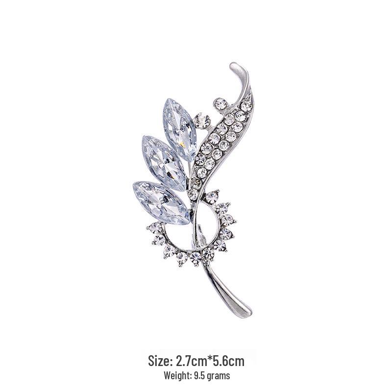 Broșă Florală de Lux cu Strasuri în Stil Coreean - Pin Elegant pentru Guler de Damă