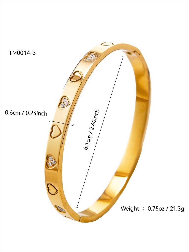 Light Luxury Simple 18k Gold Plated Stainless Steel Star, Sun, Heart with Zirconia Bracelet, Women's Carabiner Bracelet