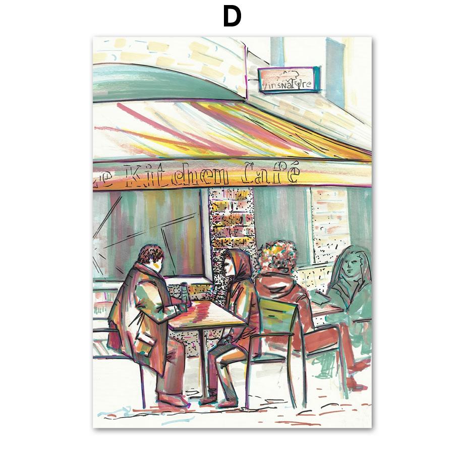 Handgezeichnete Stadtlandschaft Venedig Lyon Adria Wand Kunstdruck Leinwand Malerei Nordic Poster Home Decor Bilder für Wohnzimmer