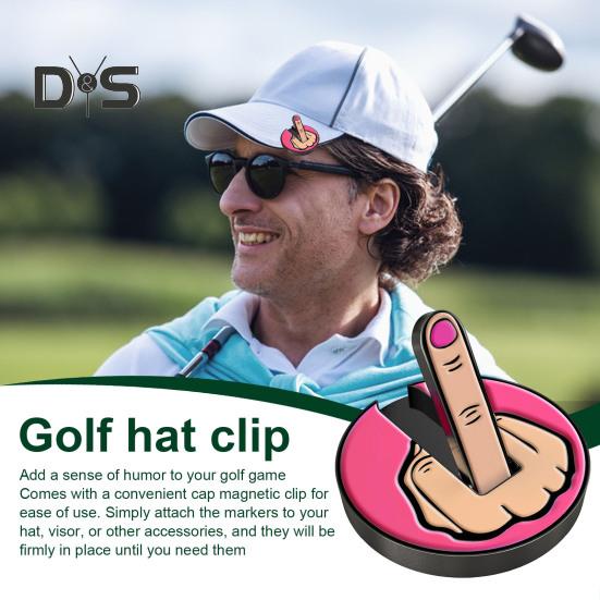 Marker pentru minge de golf cu degetul mijlociu cu clemă magnetică pentru pălărie Instrument de aliniere a mingii rezistent la apă Accesorii de golf pentru iubitorii de golf