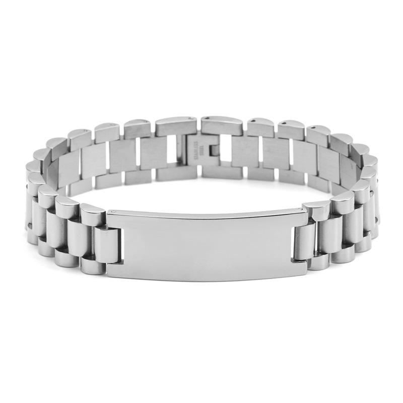 Curved Titanium Steel Men's Watch Strap - Adjustable Fashion Bracelet with Customizable Patterns
