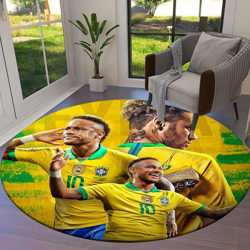 Neymar Round Area Rug,Carpet Rug for Living Room Bedroom Sofa Playroom Decor,Non-slip Floor Mat