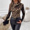 Women's Sexy Black Lace Patchwork Irregular Neck T Shirt Top Fashion Daily Basic Office Lady Casual Slim Fit Ladies Elegant Women Long Sleeve Top