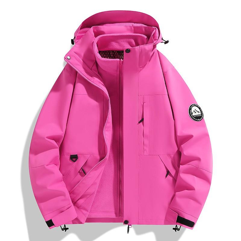 Womens 3-in-1 Detachable Waterproof Windproof Hiking Jacket Outdoor Trekking Camping Coat