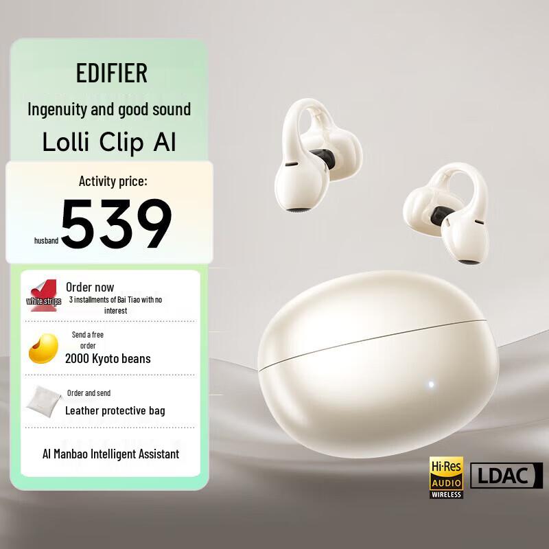 EDIFIER Lolli Clip AI Smart Open-Ear Bluetooth Headphones