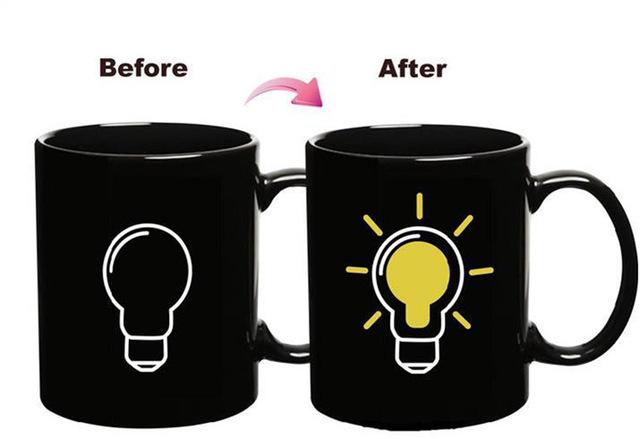 Original Mugs Coffee Cups Discoloration Mug Light Bulb Color Changing Cup Drinkware Personalized Gift Cup for Tea Christmas Beer