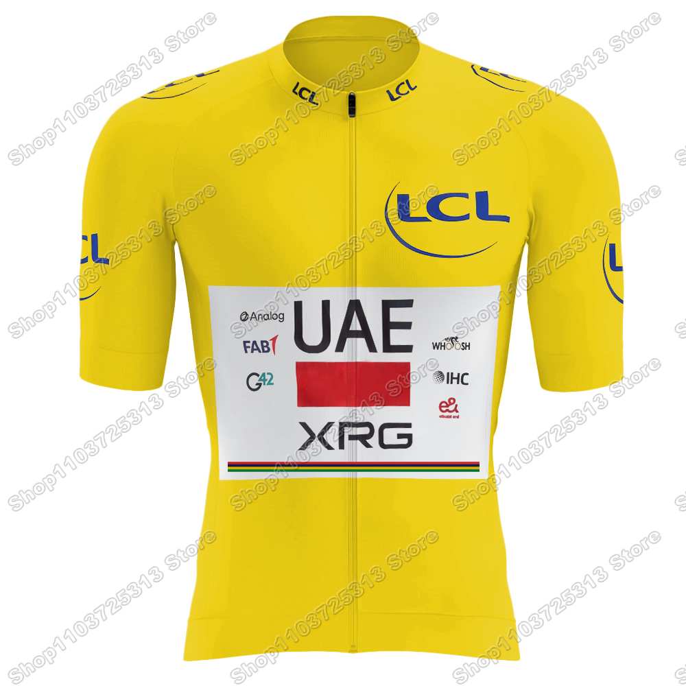 Team Radsporttrikot Set Tadej Pogačar Radsportbekleidung Gelb Grün Rot Gepunktet Weiß Rennrad Trikot Trägerhose