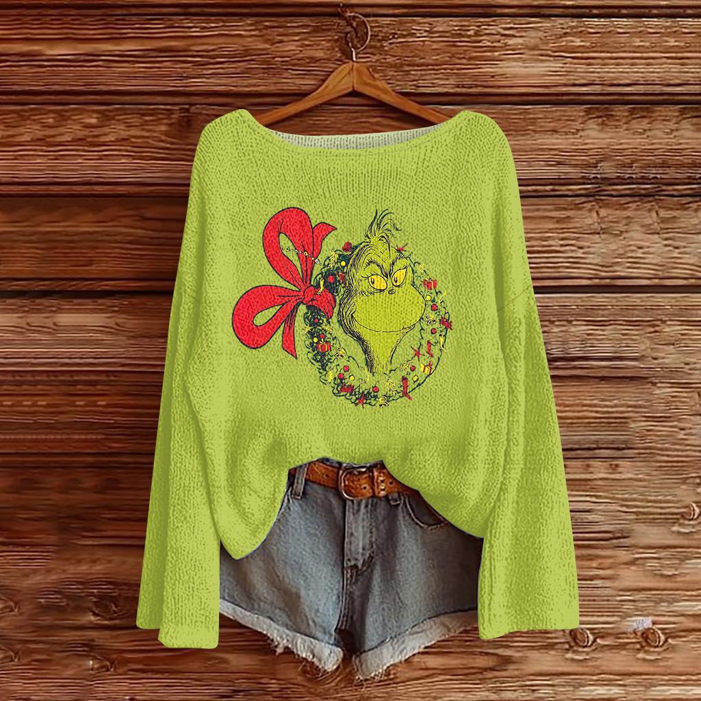Women's Fashion Round Neck Long Sleeve Pullover Faux Sweater Knitted Pullover Top