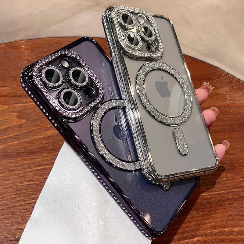 Rhinestone MagSafe Magnetic Case for iPhone 17 Pro Max/15 Pro - Crystal Clear Protective Cover