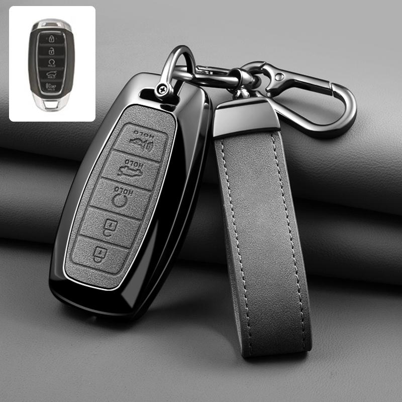 3/4/5 Button Zinc Alloy Leather Car Key Cover For Modern I30 Ix35 Kona Encino Solaris Azera Grandeur Ig Accent Santa Fe Palisade