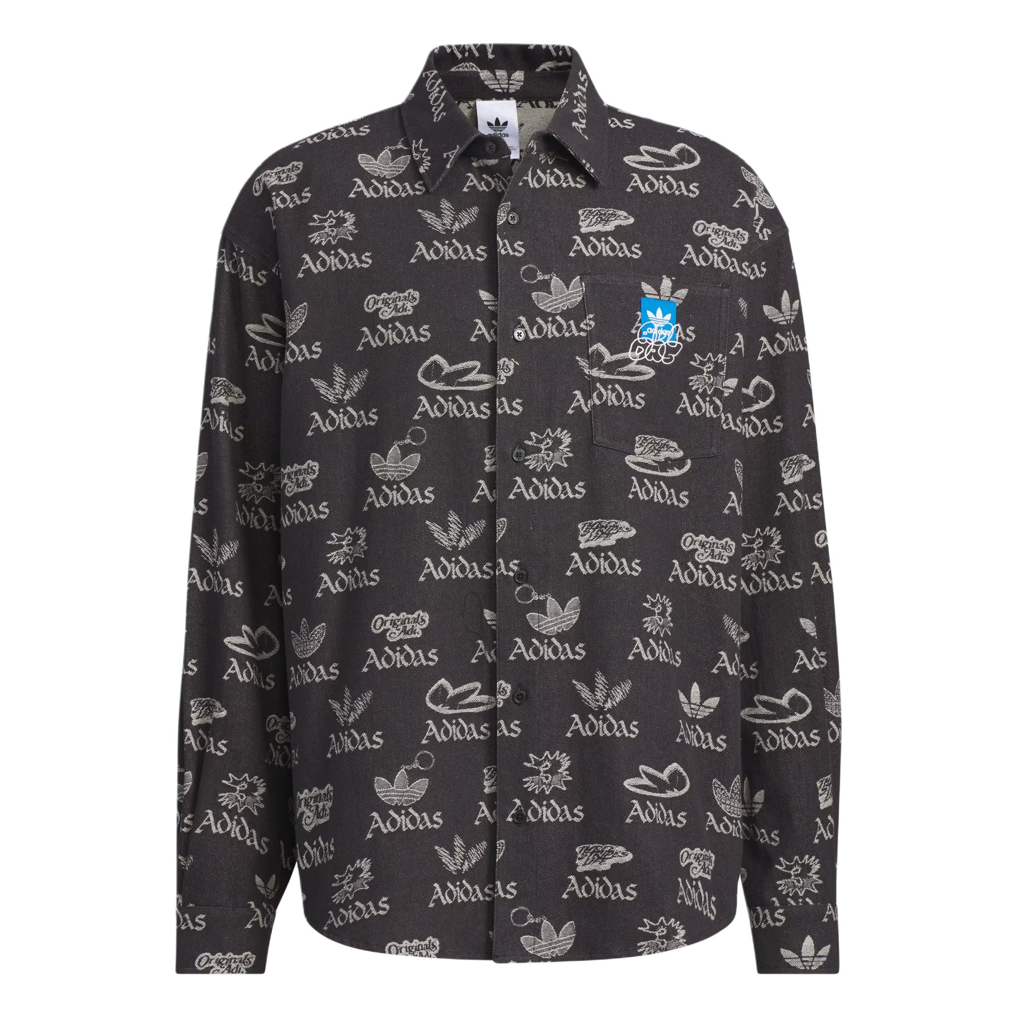 

Adidas Originals City Skate Casual Fashion Loose Long Sleeve Shirt Men shirts Dark-Denim Black White JN1663 L