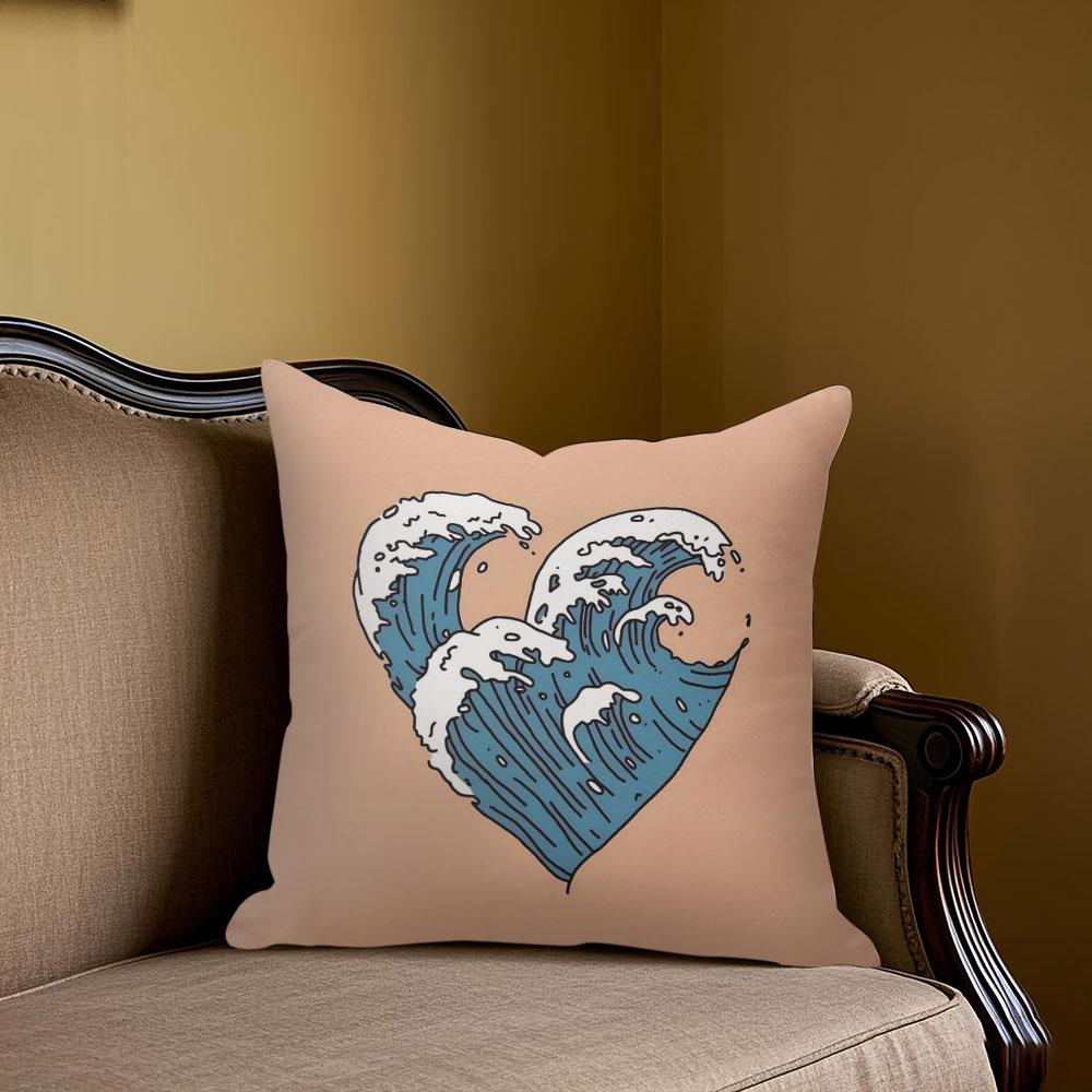 Wave Heart square Jacquard Pillow Cover for Sofa Office Waist Cushion Cover Home Decorative Pillowcase