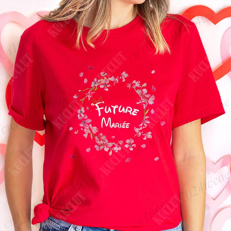 French Girls Bachelorette EVJF Party Tshirt Women Y2k Graphic Tops Team Future Bride T-Shirt Single Farewell Bridal Wedding Tees