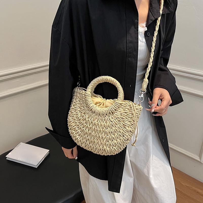 Borsa da spiaggia estiva in paglia intrecciata a mano Borsa a mano da donna Borsa a tracolla a cesto alla moda Casual Grande capacità Rattan Tote Bags