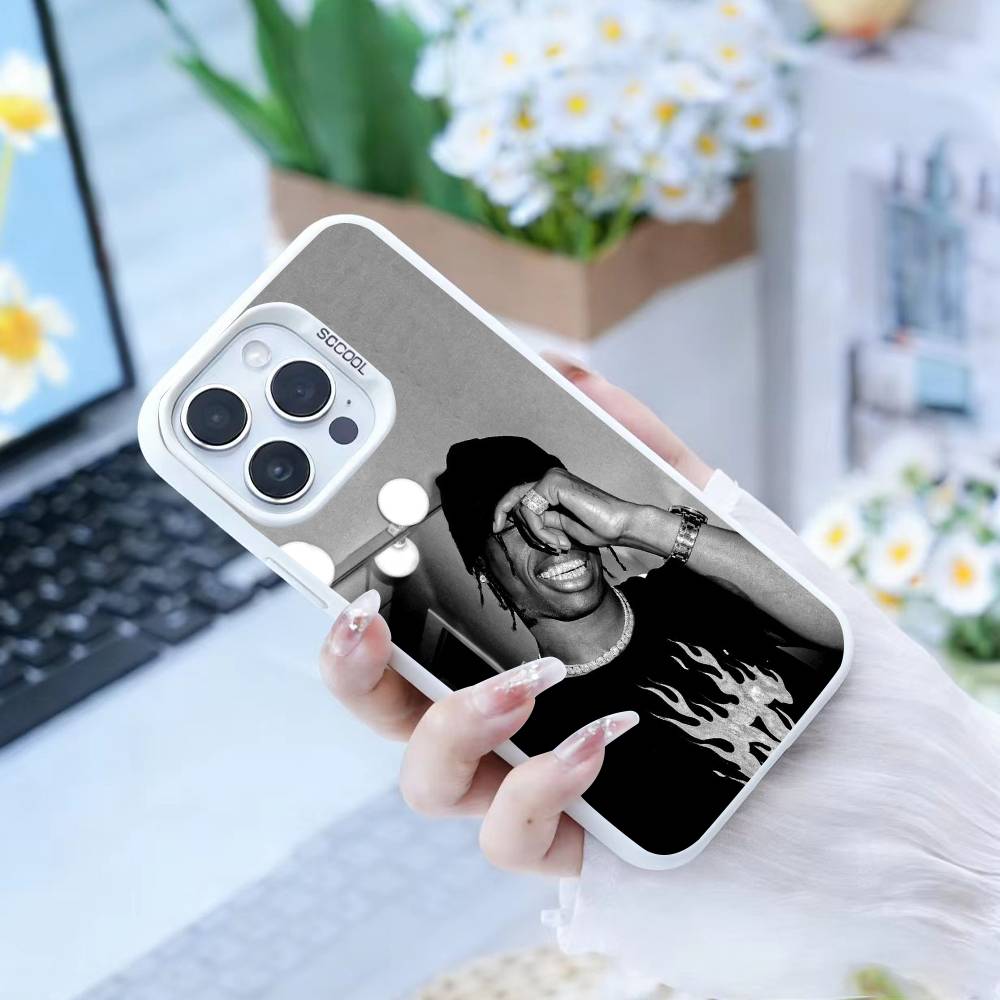 T-Travis S-ScottS Singer  Phone Case For iPhone 16,15,14,13,12,17,Pro,MAX white Matte Shockproof Cover