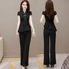 Fashion Suit for Women, Summer, Large Size, Loose, Stylish, Slimming, Belly-covering, Wide-leg Pants, Two-piece Set