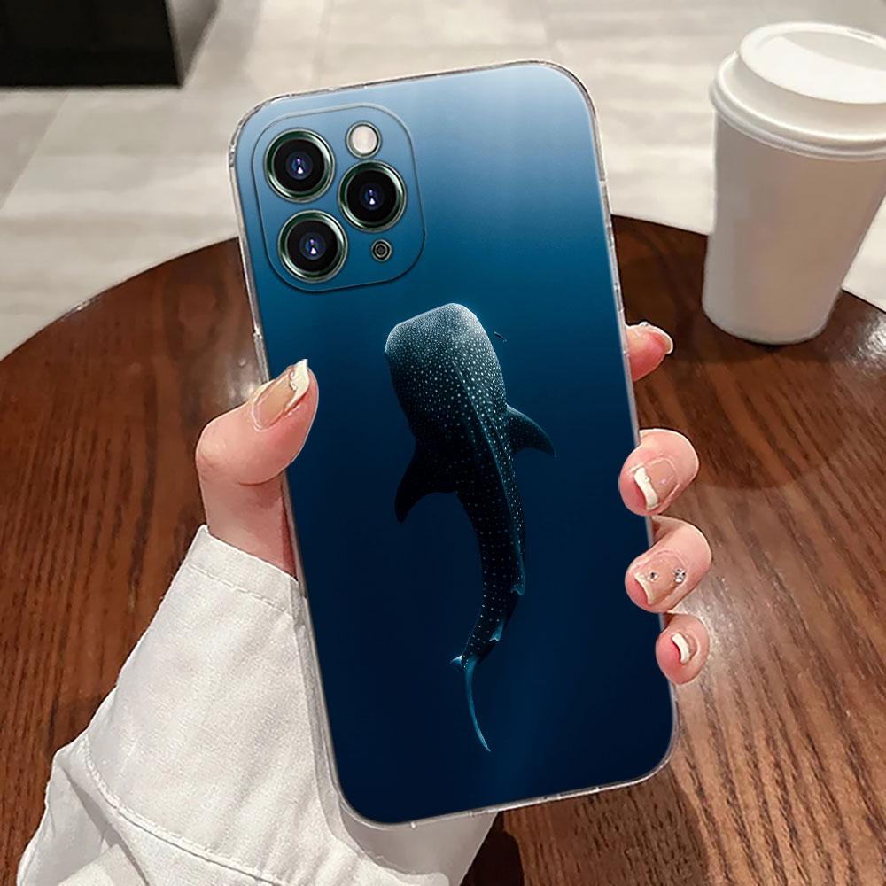 Ocean Whale Shark Swimming Case For Apple iPhone 17 16 15 14 13 12 11 Pro Max 16 Plus 16E 17Air 17Pro Phone Cover Silicone Funda