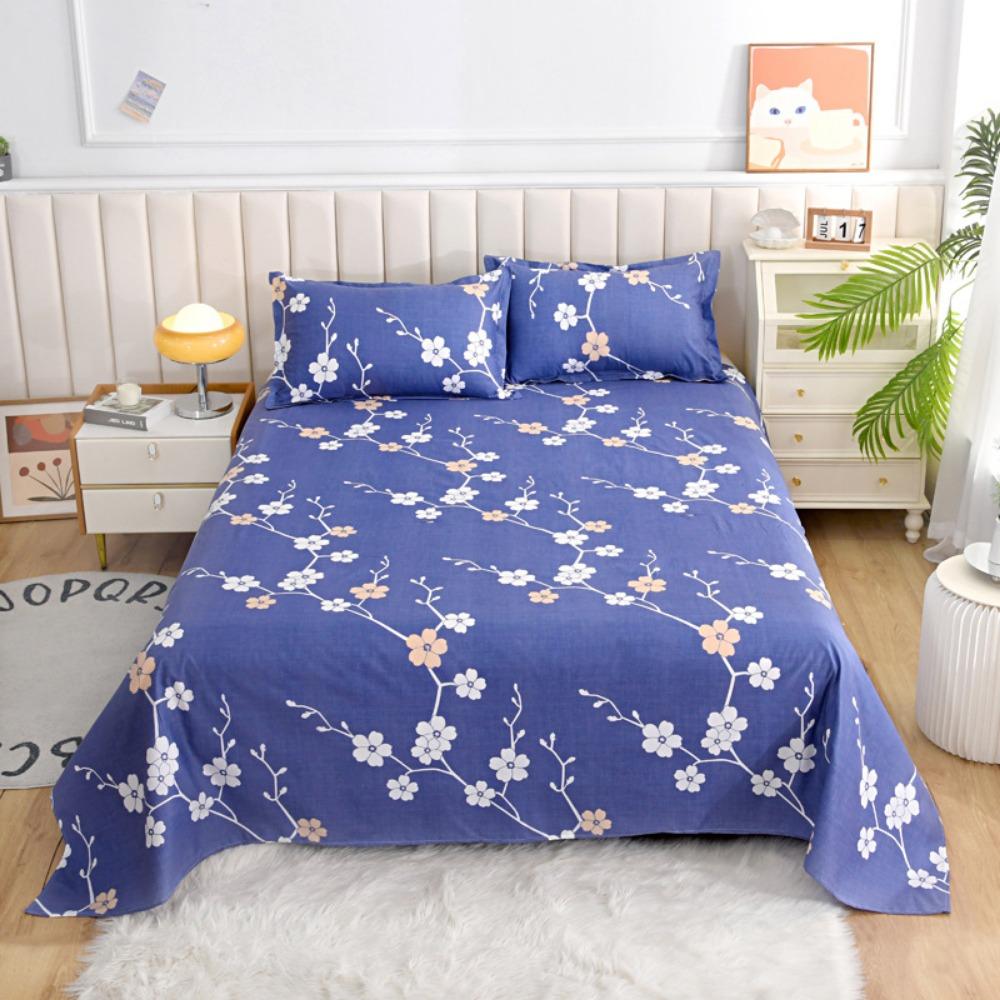 Simple Modern Plant Flower Printed Aloe Vera Cotton Brushed Bed Sheet Bedroom Printed Bed Cover Juego De Tres Piezas En La Cama