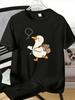 Unisexs Tee Lovely Backpack Duck Cartoon Pattern Print Cotton Short Sleeve Male Casual Streetwear Outdoor Daily Basic Fashion Top