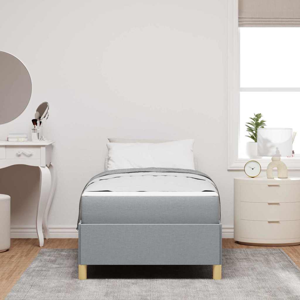 Bed Frame with Mattress Light Grey 90 x 190 cm Fabric