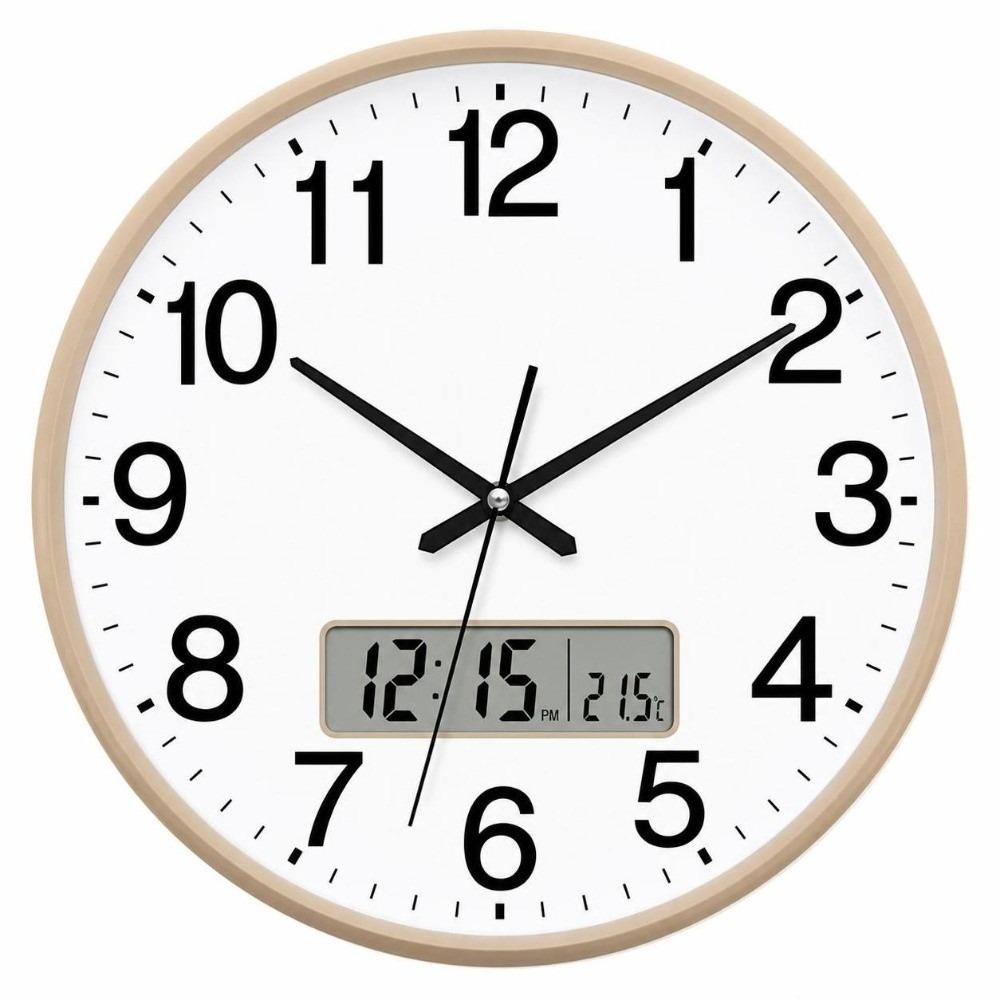 With Calendar Round Wall Clocks 10 Inch Hanging Clock Modern Digital Calendar Clock  Living Room