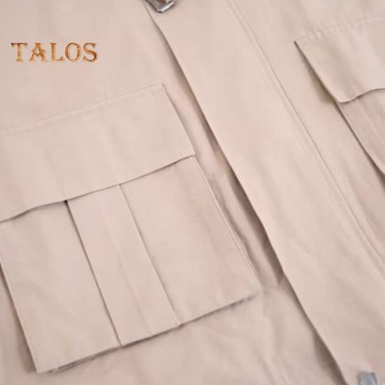 Coupe-vent pour homme à revers, manches longues, couleur unie, fermeture zippée, grandes poches, ourlet à cordon de serrage, vêtement d'extérieur décontracté