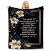Biblical Quote with Floral Design Flannel Blanket for Bedroom, Living Room, Sofa, and Nap