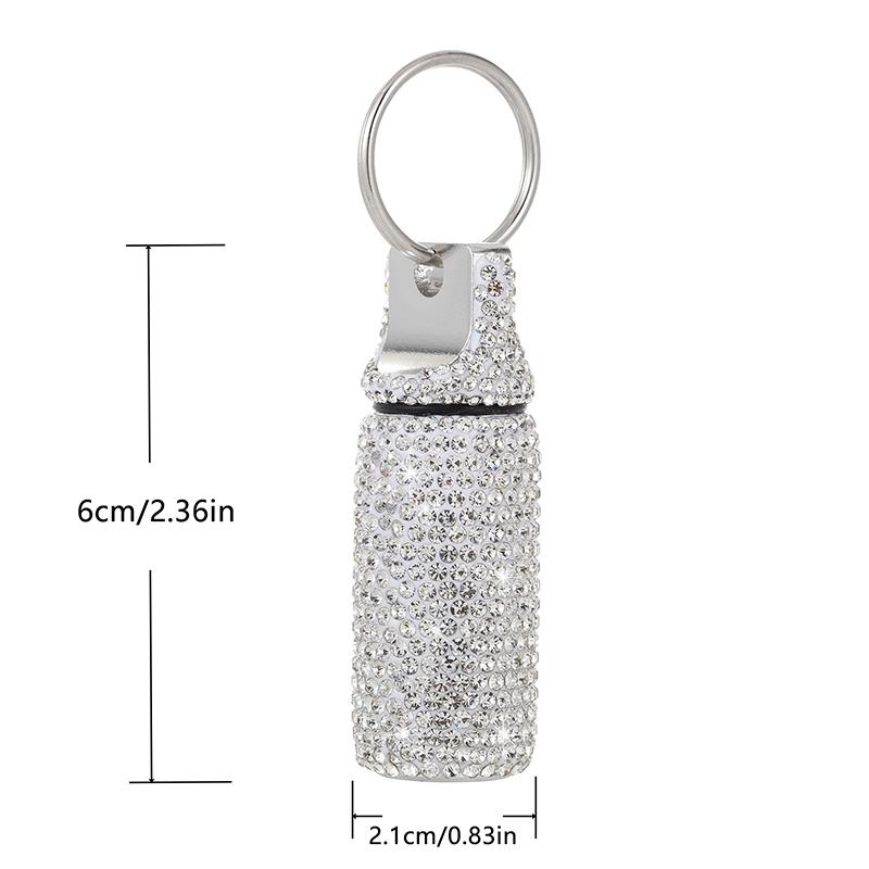 Keychain Pill Box Small Travel Pill Case Organizer Crystal Diamond Medicine Bottle Pill Bottle Keychain