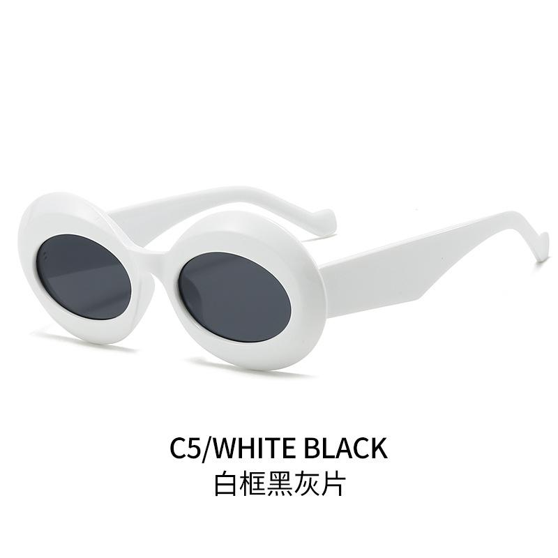 Trendy Oval Thick-Frame Sunglasses For Women & Men Stylish Striped Design Chic European & American Fashion Premium Quality Shade