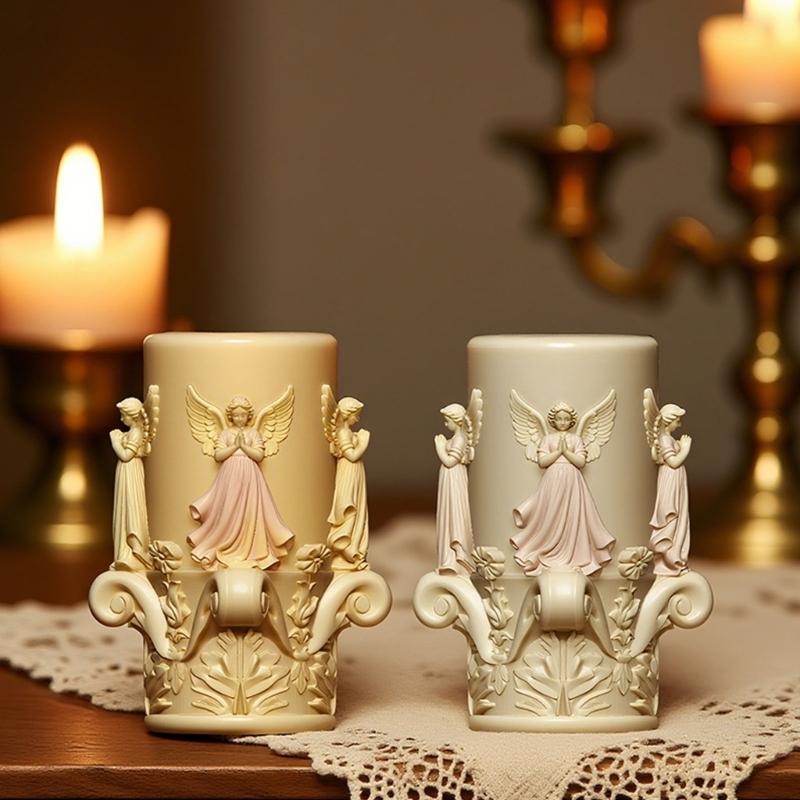 Angel Embossed Cylindrical Silicone Mold Holiday Candle Silicone Mould For Handmade Candle Soap Making and Resin Casting