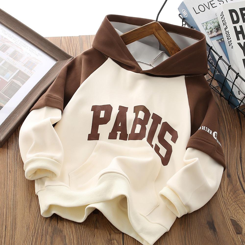 Children's Casual Hoodie Autumn and Winter Boys Sports Long-sleeved Letter Pullover Hoodie