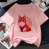 Kawaii Fox Print Ladies Tshirt Ladies Casual Basis Ocollar White T Shirt Short Sleeve Ladies Tshirt Cute Animal Graphics Tops