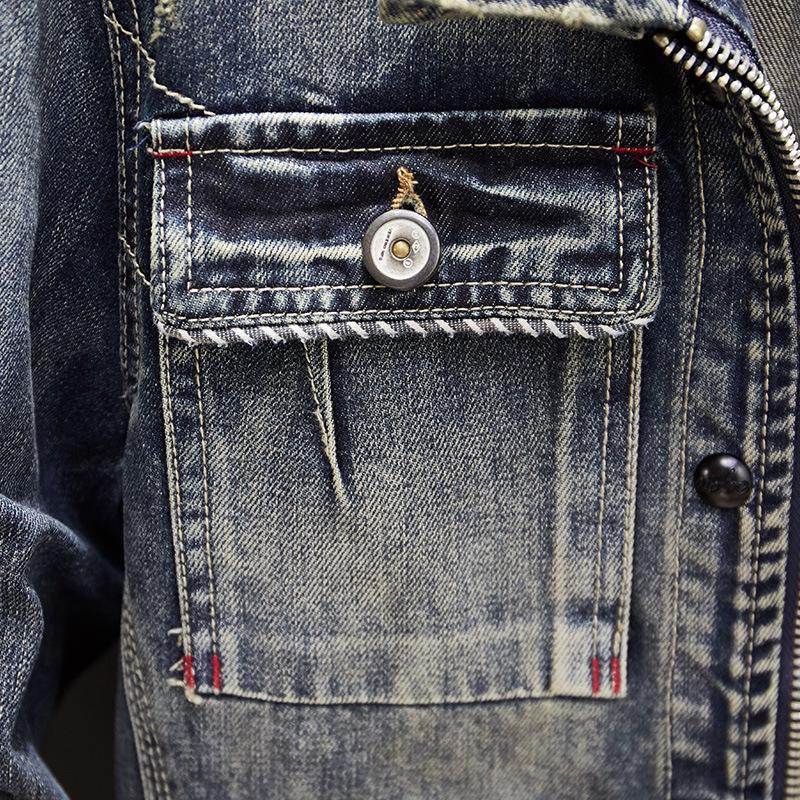 Men's Retro Slim Fit Denim Motorcycle Jacket - Spring/Autumn Collection, Loose Fit, Available In Large Sizes