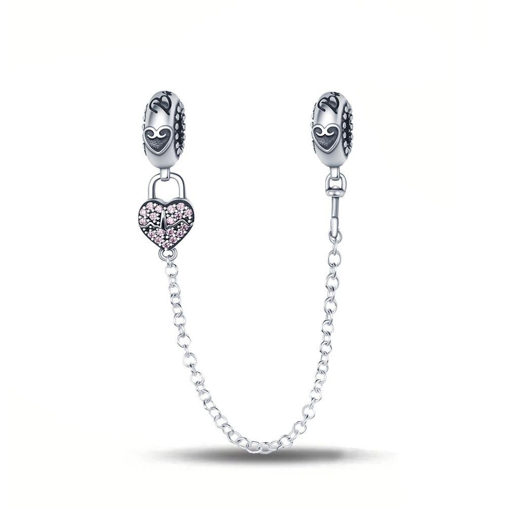 S925 Silver Black Safety Chain DIY Bracelet Accessories Fashion Jewelry Making Supplies for Girls