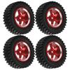 Set of 4 Aluminum Wheel Hubs with Rubber Tires for MN86 112 CarRed RC Parts (Red)