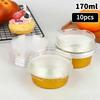 10Pcs Round Aluminum Foil Baking Cups with Lids Reusable Cupcake Cups for Desserts Cakes Pudding Jello - Kitchen Baking Tools
