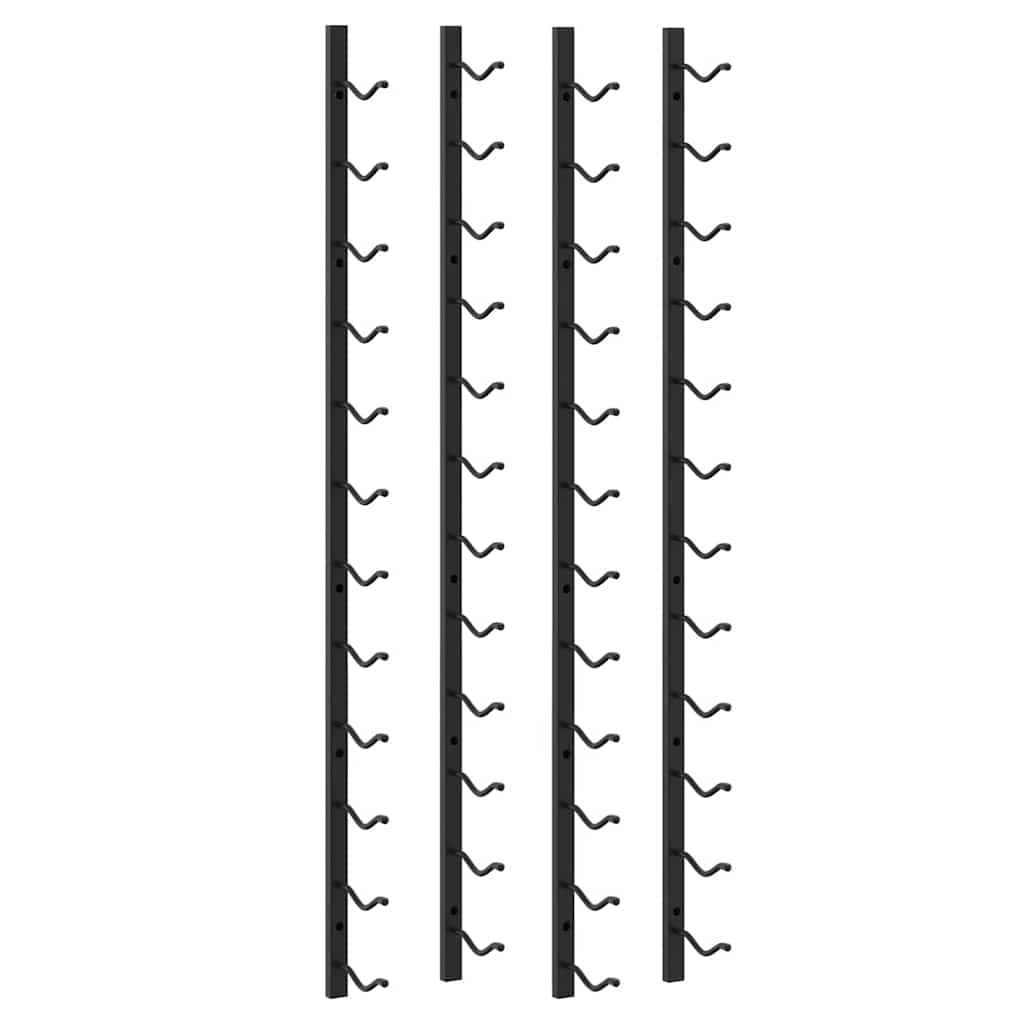 Wall Mounted Wine Rack for 12 Bottles 2 Pcs Black Iron