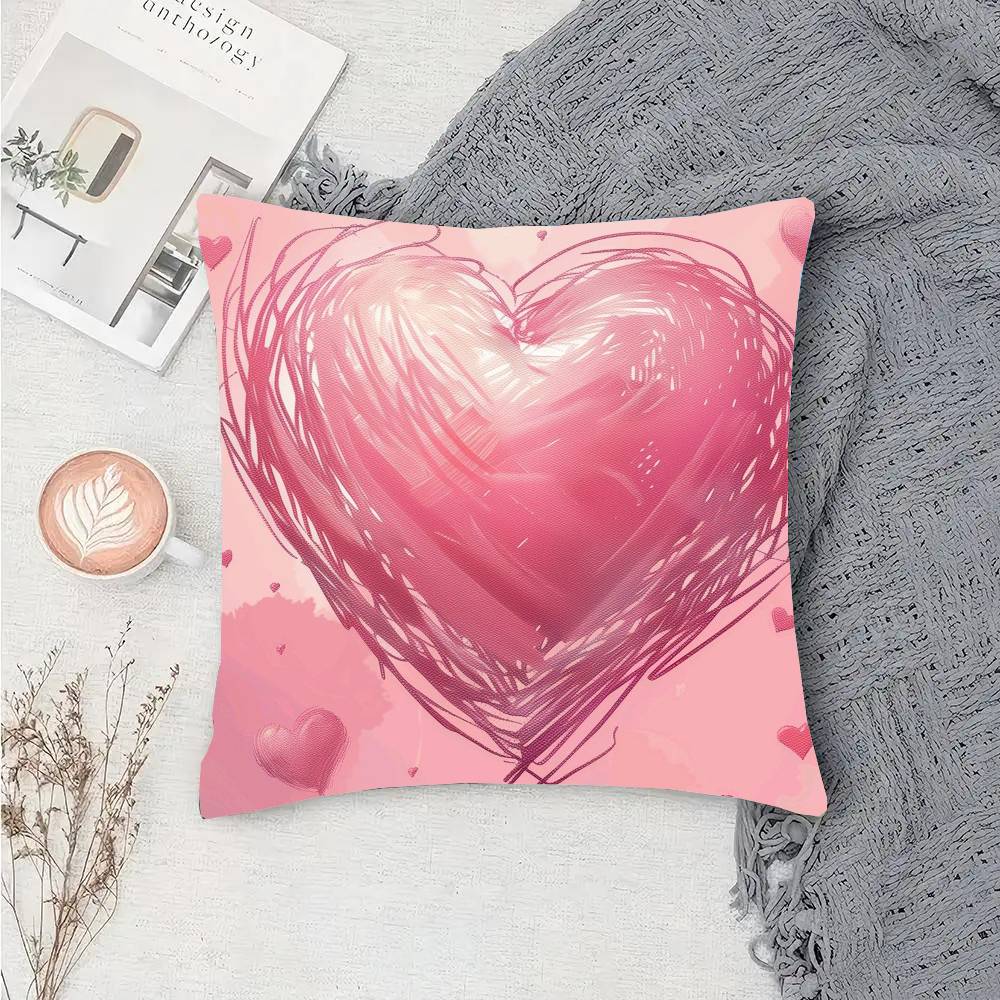 Valentines Day Love Heart Pillow Case Sofa Cushion Cover Room Home Decoration